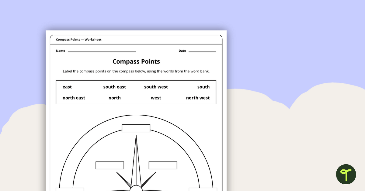 Compass Points Worksheet teaching resource