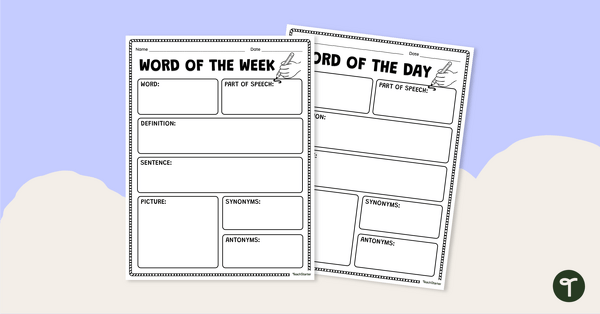 Go to Word of the Week (or Day) – Graphic Organizer teaching resource