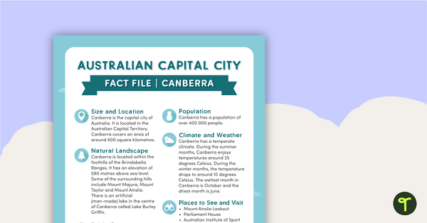 Natural and Human Features of Australia - Canberra Fact File teaching resource