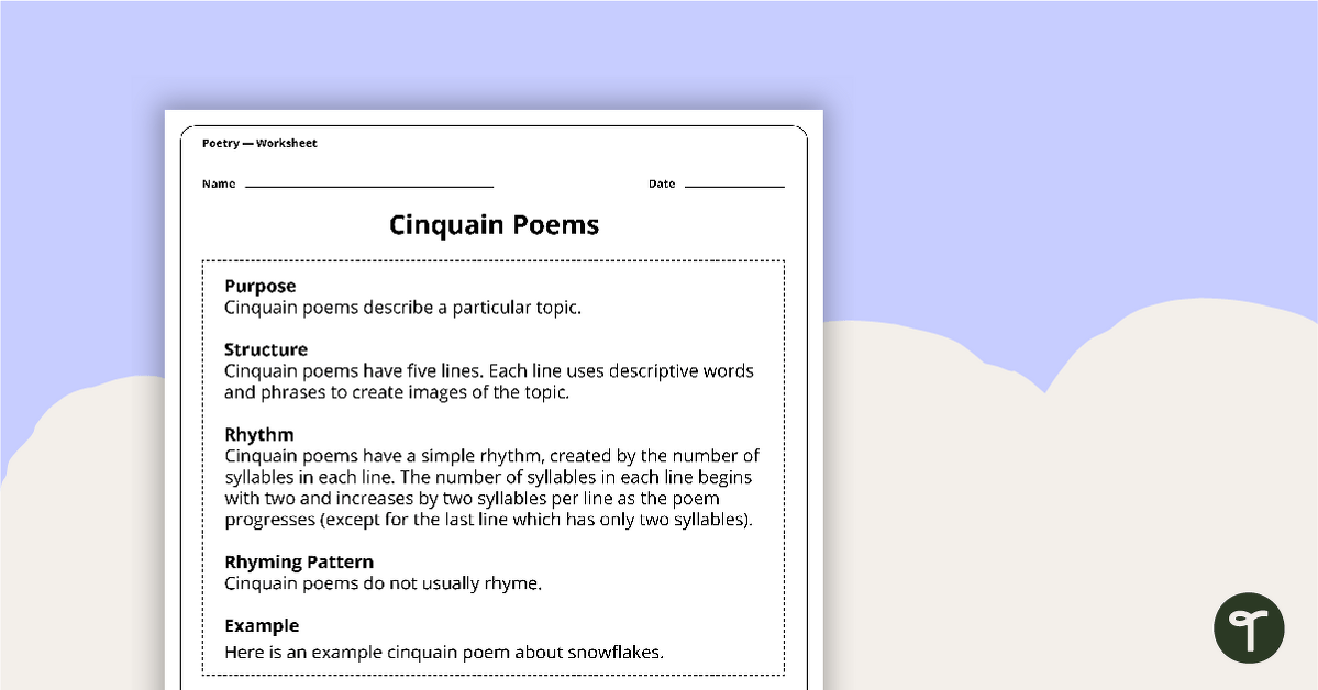 cinquain poem template