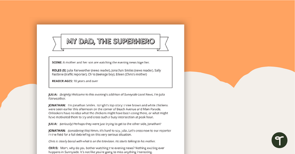 Go to Readers' Theater Script - My Dad, the Superhero teaching resource