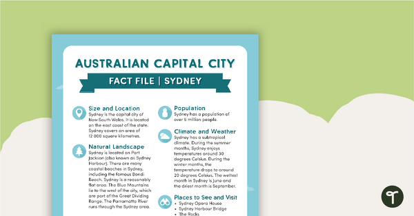 Preview image for Natural and Human Features of Australia - Sydney Fact File - teaching resource