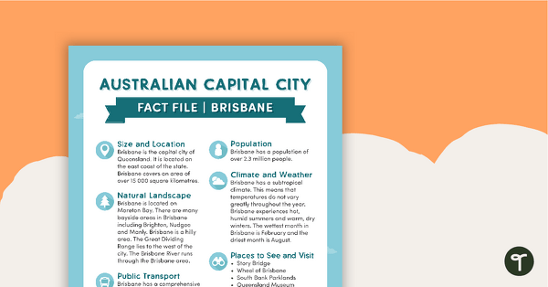 Natural and Human Features of Australia - Brisbane Fact File teaching resource