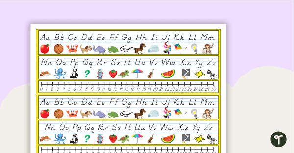 Preview image for Desk Plate Alphabet and Number Line with Pictures - 0-30 - teaching resource