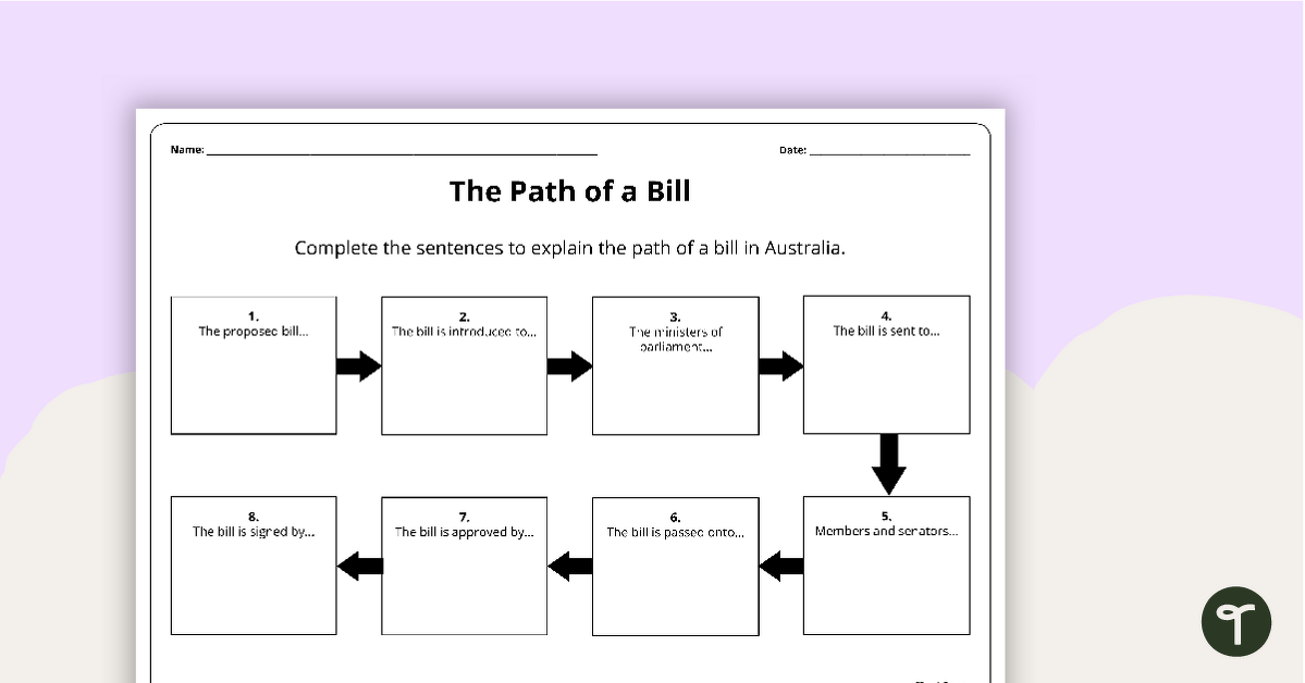The Path of a Bill - Worksheet teaching resource