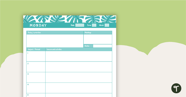 Go to Tropical Paradise Printable Teacher Planner - Day Planner teaching resource