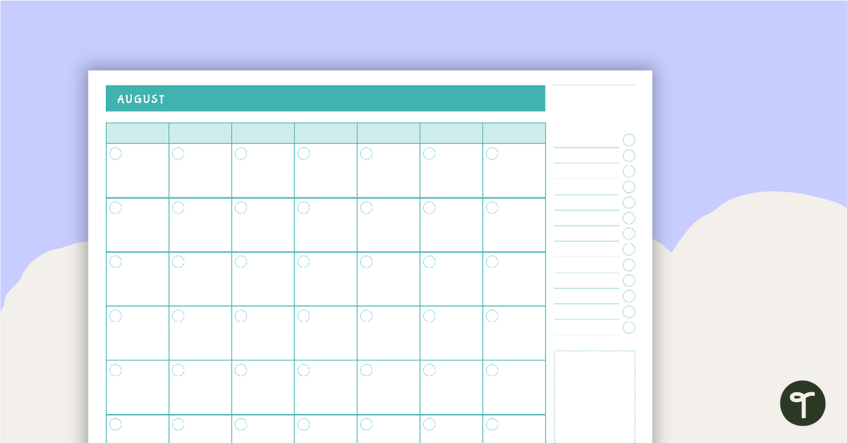 Tropical Paradise Printable Teacher Planner - Monthly Overview teaching resource