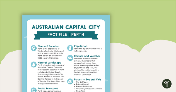 Natural and Human Features of Australia - Perth Fact File teaching resource