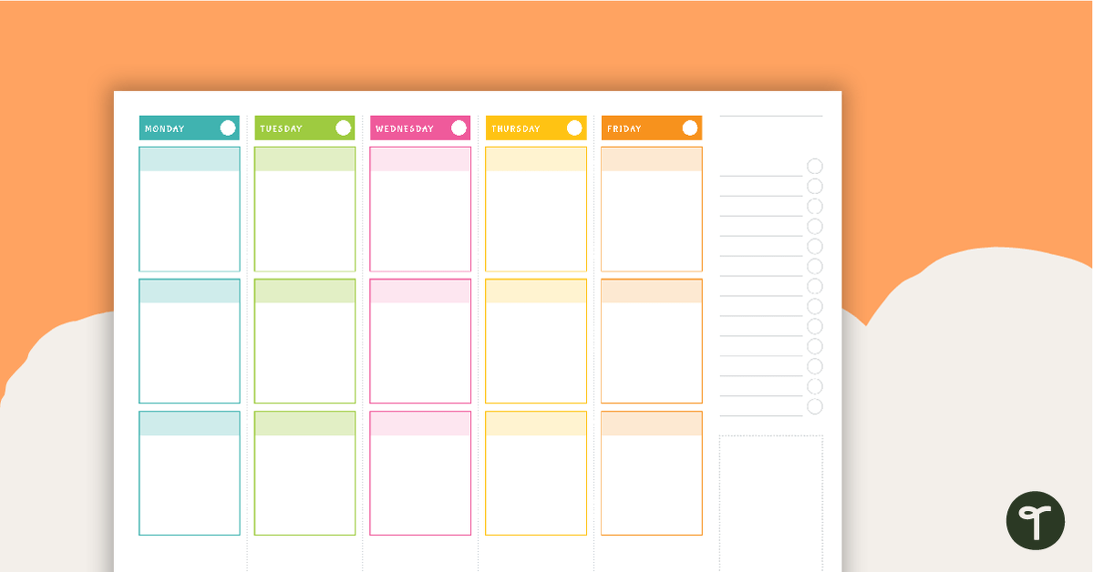 Tropical Paradise Printable Teacher Planner - Weekly Overview teaching resource