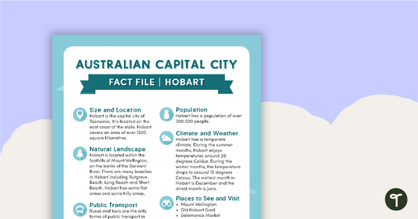 Natural and Human Features of Australia - Hobart Fact File teaching resource