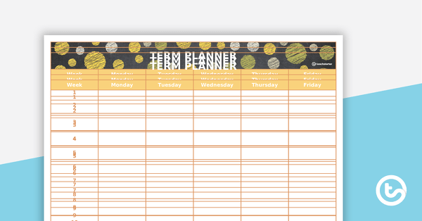 Go to Editable Yellow Chalkboard Themed 9, 10 and 11 Week Term Planners teaching resource