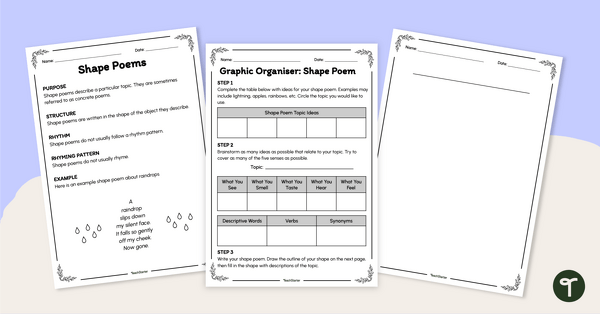 Go to Writing a Shape Poem Worksheet teaching resource