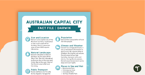 Natural and Human Features of Australia - Darwin Fact File teaching resource