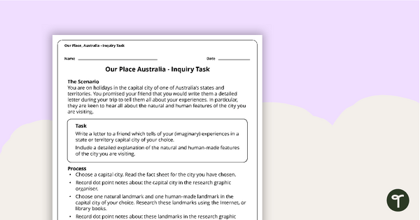 Our Place, Australia - Inquiry Task teaching resource