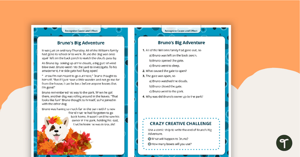 Comprehension Task Cards - Recognizing Cause And Effect teaching resource