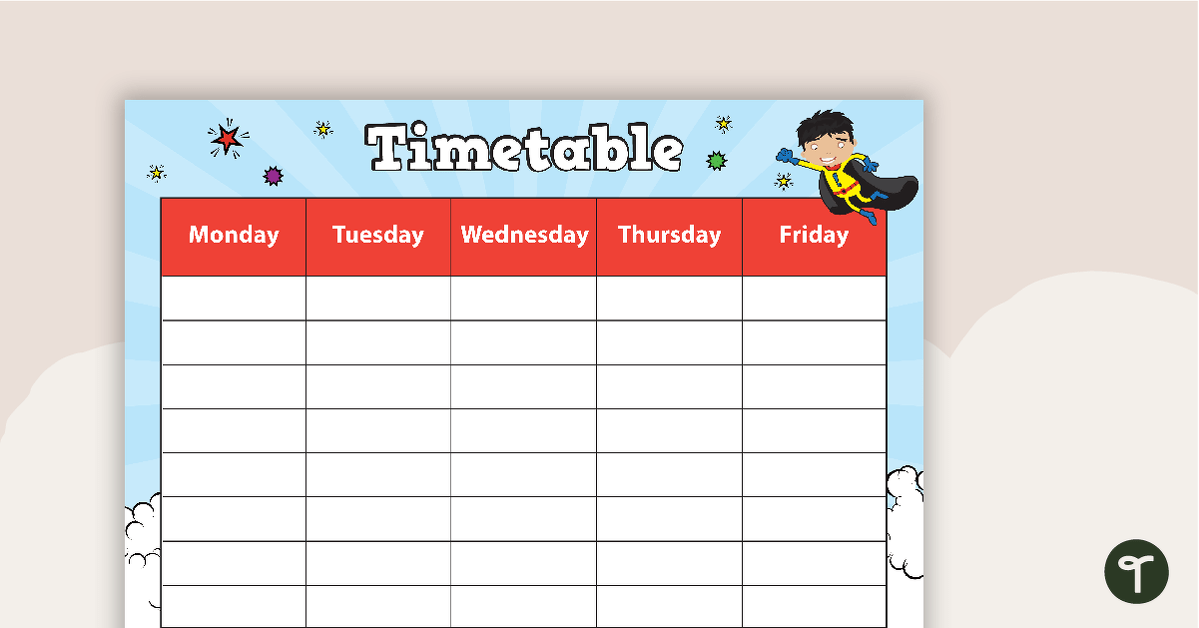 Superheroes - Weekly Timetable teaching resource