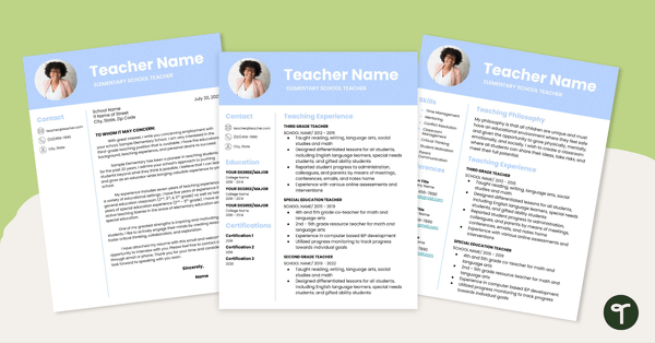 Teacher Cover Letter and Resume Template teaching resource