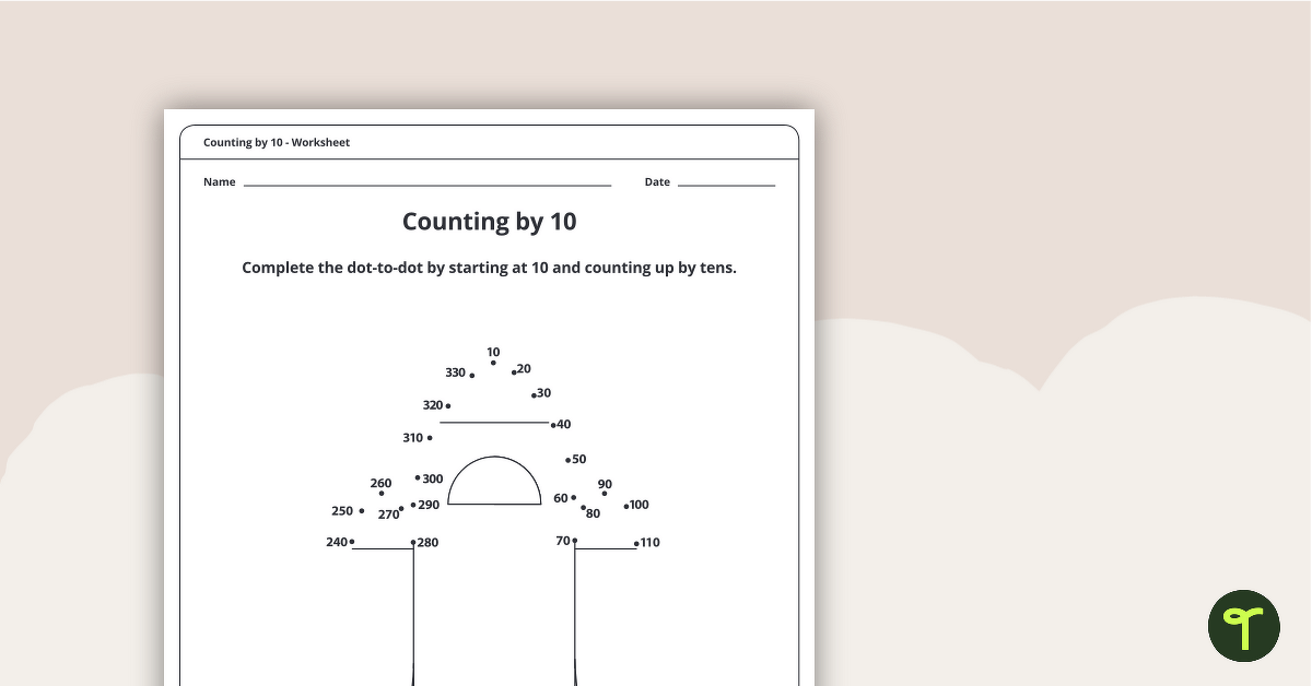 Dot-to-Dot Drawing - Numbers by 10 - Rocket teaching resource
