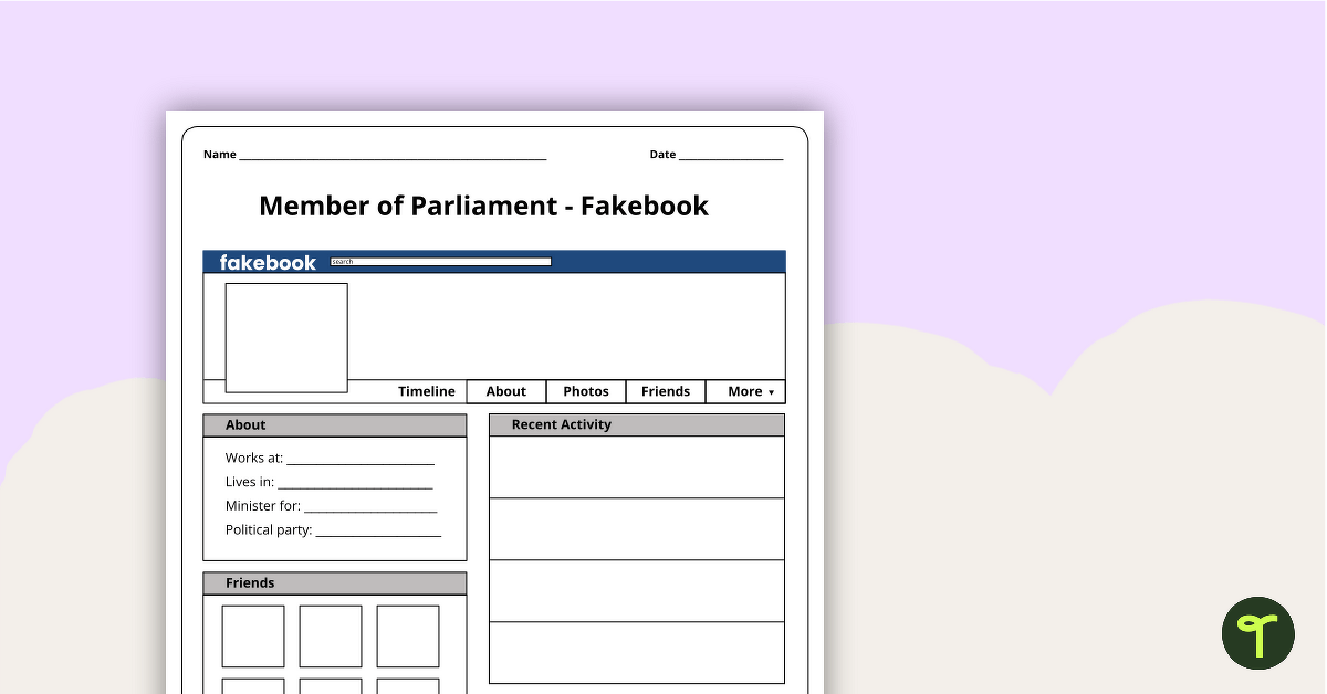 Member of Parliament - Fakebook Template teaching resource