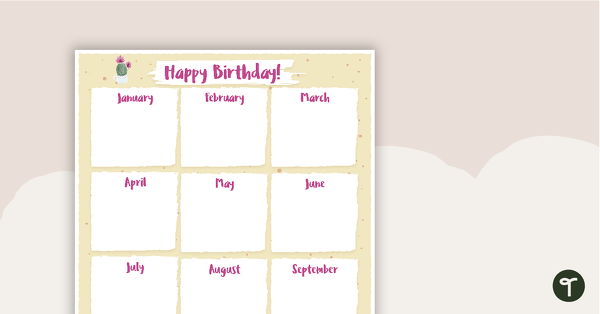 Cactus - Happy Birthday Chart teaching resource