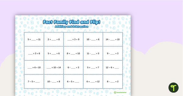 Preview image for Fact Family Find and Flip - Addition and Subtraction (Lower) - teaching resource