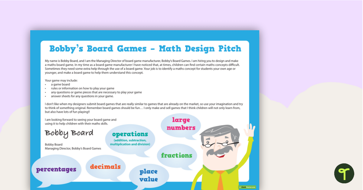 Bobby's Board Games – Maths Game Challenge teaching resource