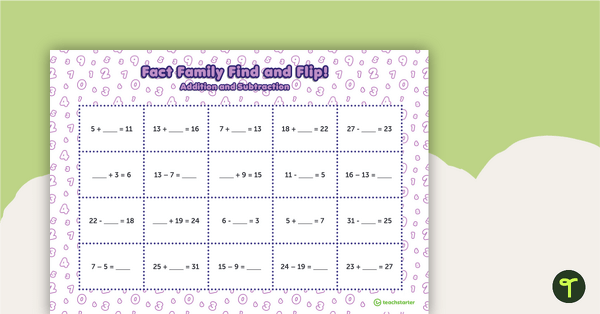 Go to Fact Family Find and Flip - Addition and Subtraction (Middle) teaching resource