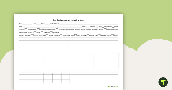 Go to Reading Conference Recording Sheet teaching resource