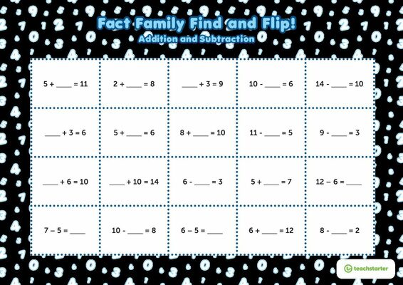 Fact Family Find and Flip - Addition and Subtraction (Upper) teaching resource