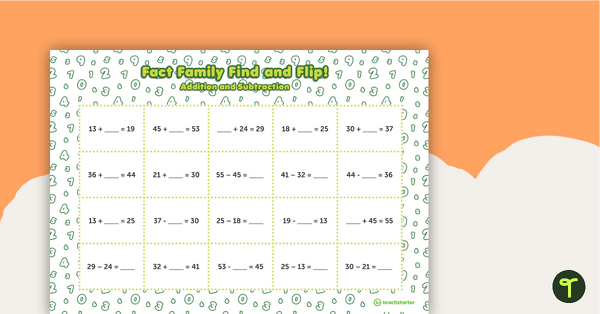 Fact Family Find and Flip - Addition and Subtraction (Upper) teaching resource