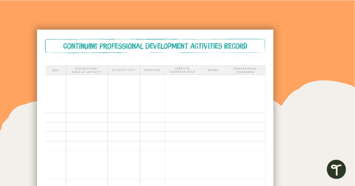 Tropical Paradise Printable Teacher Planner - Professional Development Activities Recording Page teaching resource