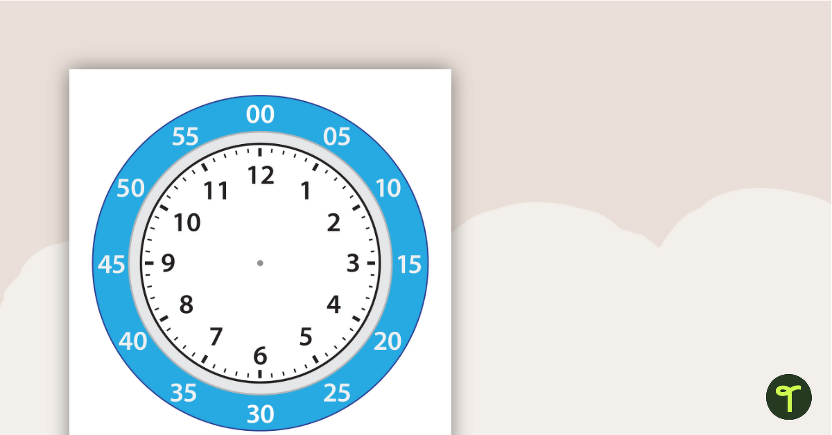 12-Hour Clock Template teaching resource