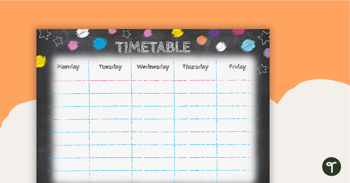Funky Chalkboard - Weekly Timetable teaching resource