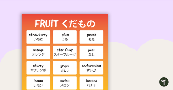 Go to Hiragana Types of Fruit Poster teaching resource