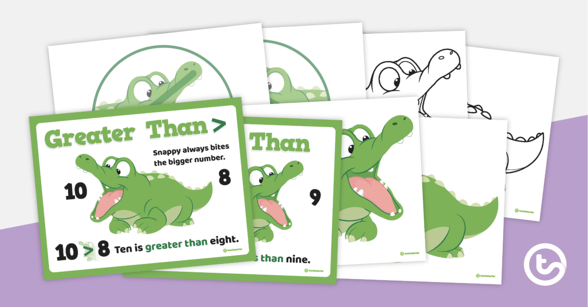 Greater/Less Than Crocodile Posters teaching resource