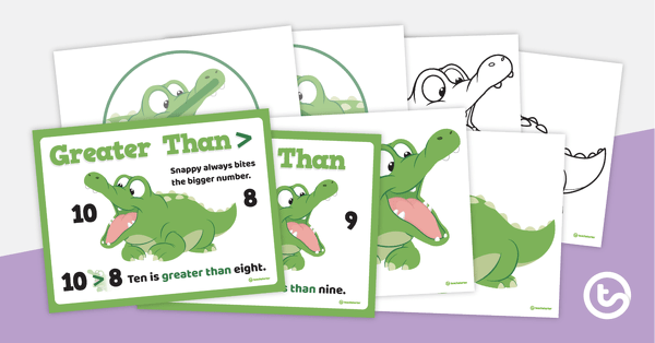 Greater/Less Than Crocodile Posters teaching resource