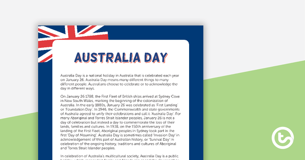 Preview image for Australia Day Fact Sheet - teaching resource