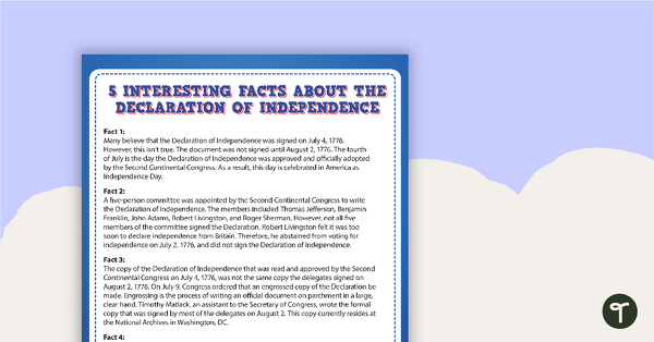 Go to 5 Interesting Facts About the Declaration of Independence teaching resource