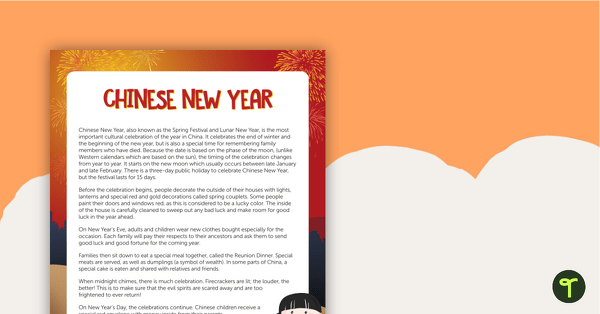 Go to Chinese New Year Fact Sheet teaching resource
