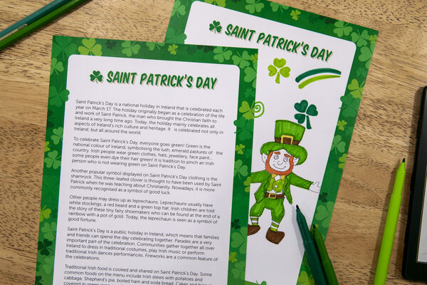 St Patrick's Day Fact Sheet teaching resource