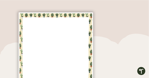 Cactus - Portrait Page Border teaching resource