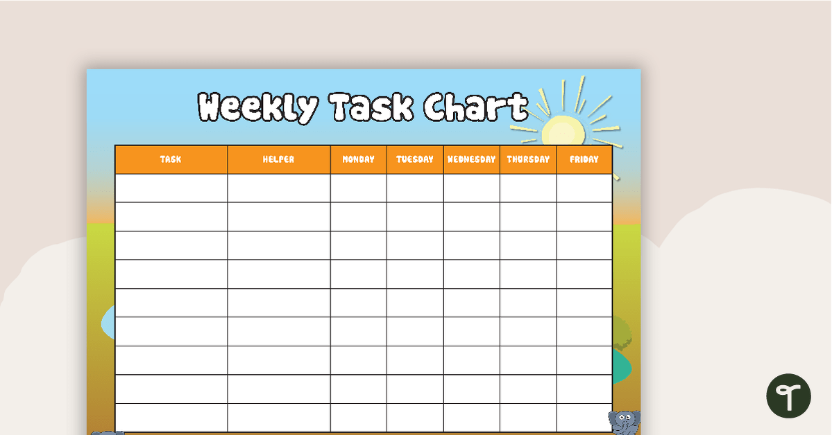 Elephants Weekly Task Chart Teach Starter