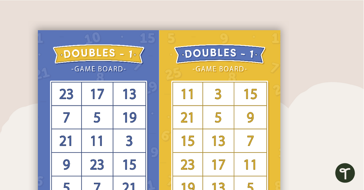 Doubles Minus 1 - Game Boards teaching resource