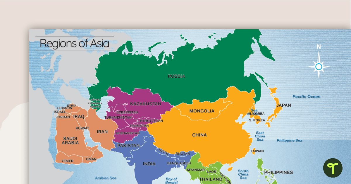 Map of the Regions of Asia teaching resource