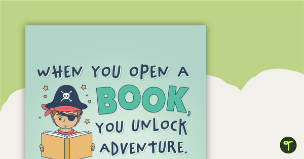 Go to Unlock a Reading Adventure — Book-Themed Classroom Poster teaching resource