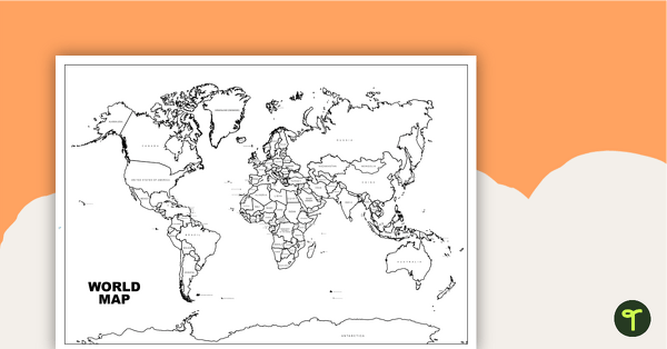 Preview image for World Map (Black and White Version) - teaching resource