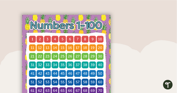 Go to Pineapples - Numbers 1 to 100 Chart teaching resource