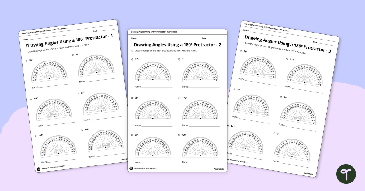 Drawing Angles – Year 5 Maths Worksheet teaching resource