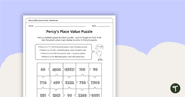 Preview image for Percy's Place Value Puzzle - teaching resource