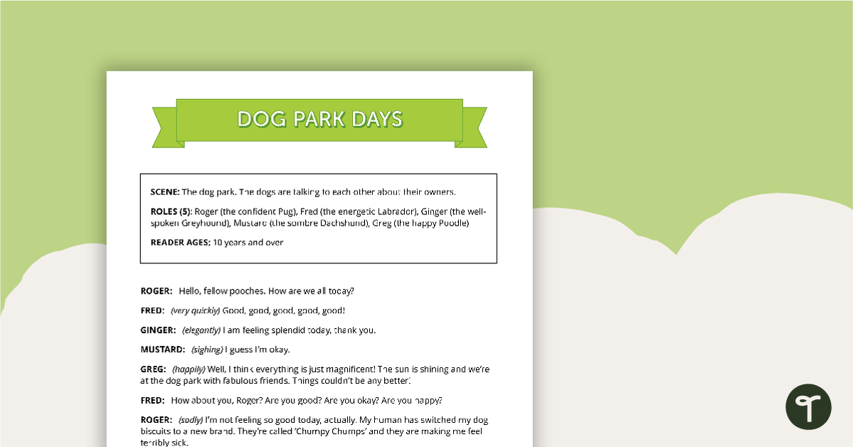 Comprehension - Dog Park Days teaching resource